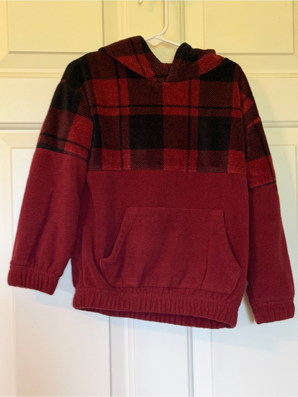 Sonoma Red and Black Plaid Kids Hooded Puffer Fleece